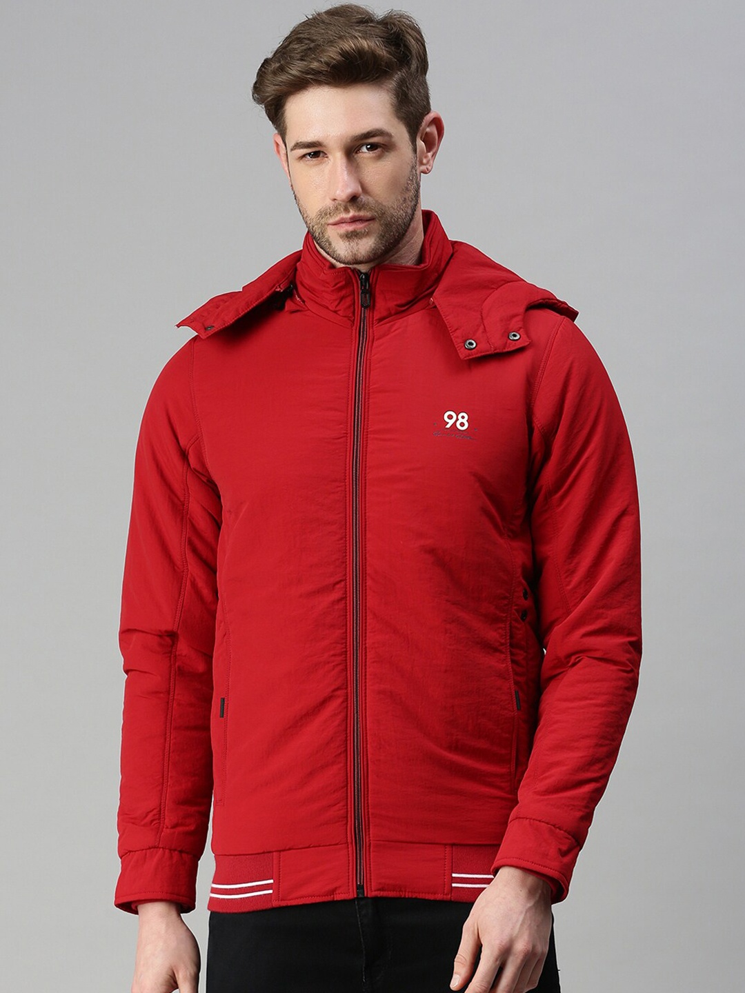 

SHOWOFF Men Hooded Lightweight Padded Jacket, Red