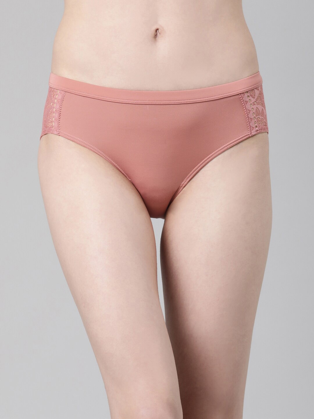 

Enamor Women Mid-Rise Lace Detail Flat Elasticated Hipster Briefs P118, Pink