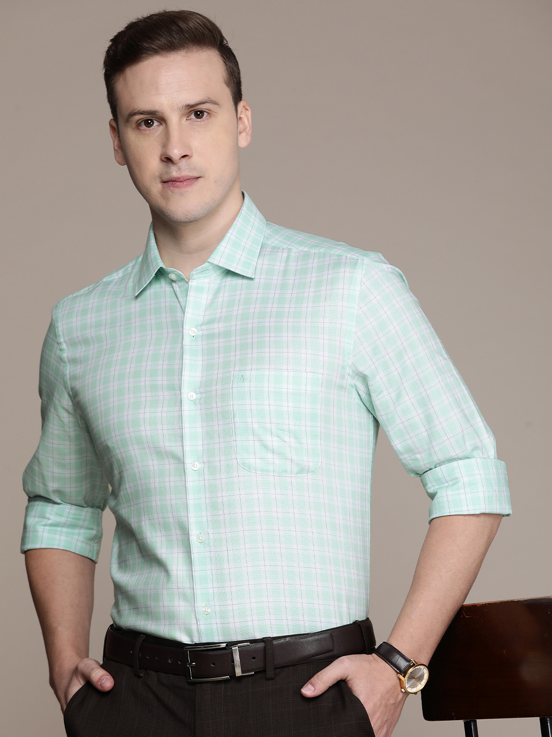 

Arrow Men Manhattan Slim Fit Cotton Formal Shirt, Turquoise blue