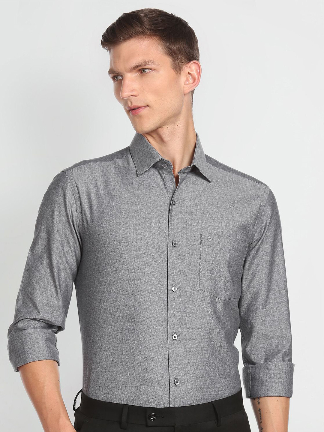 

Arrow Self Design Slim Fit Pure Cotton Formal Shirt, Grey