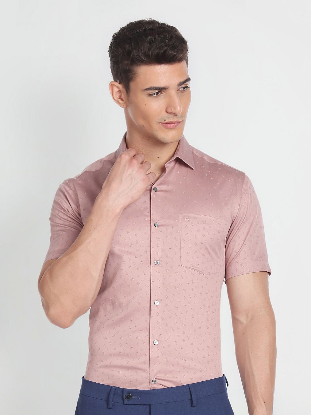 

Arrow Floral Printed Pure Cotton Formal Shirt, Pink