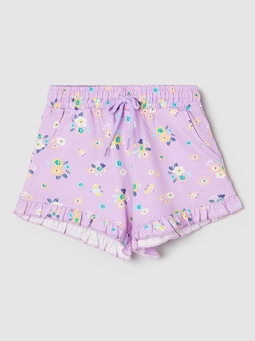 

max Girls Floral Printed Pure Cotton Shorts, Purple