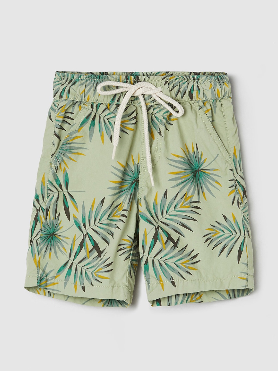 

max Boys Floral Printed Pure Cotton Shorts, Green