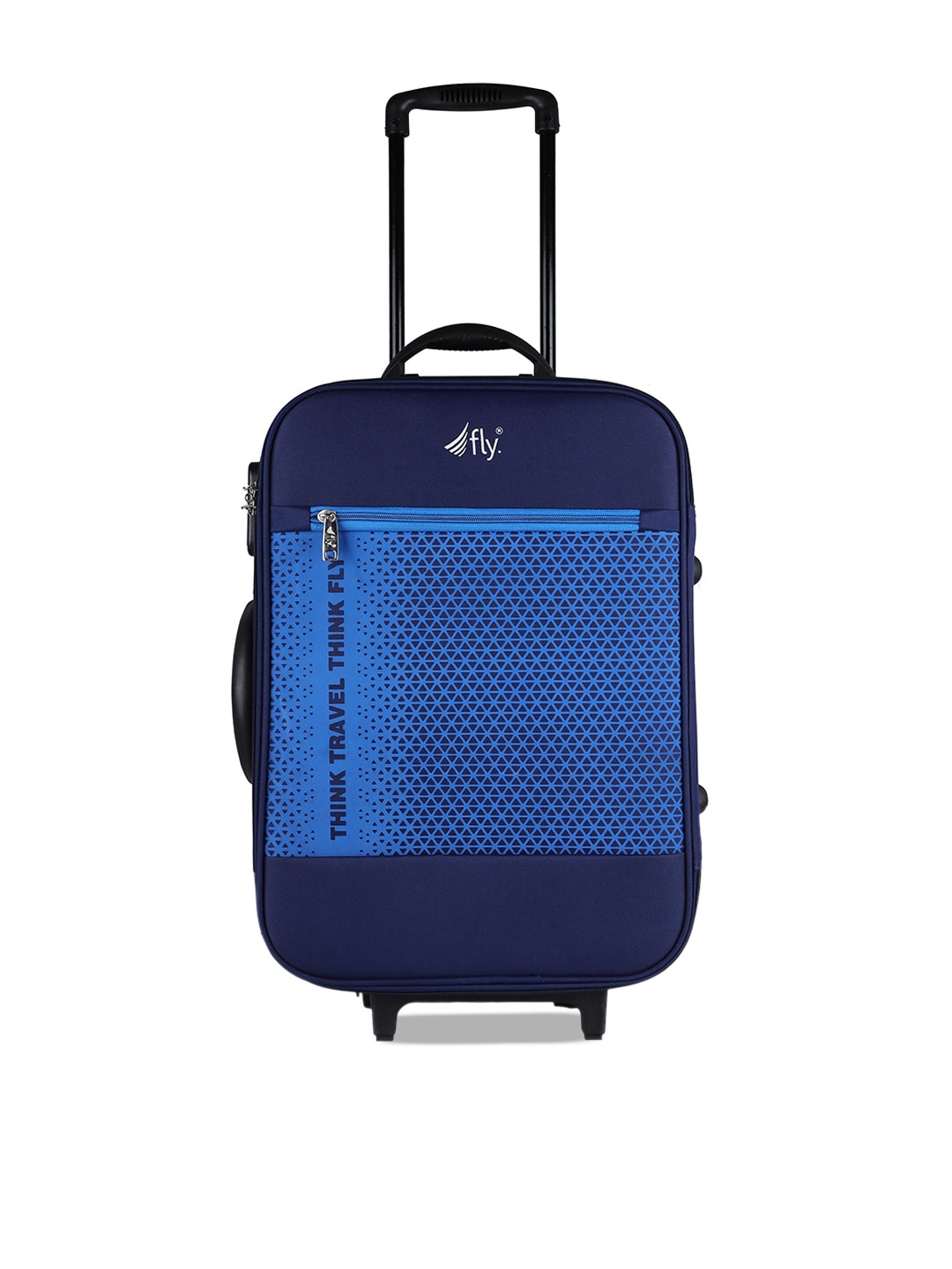 

fly Set Of 2 Printed Soft-Sided Trolley Bags, Navy blue