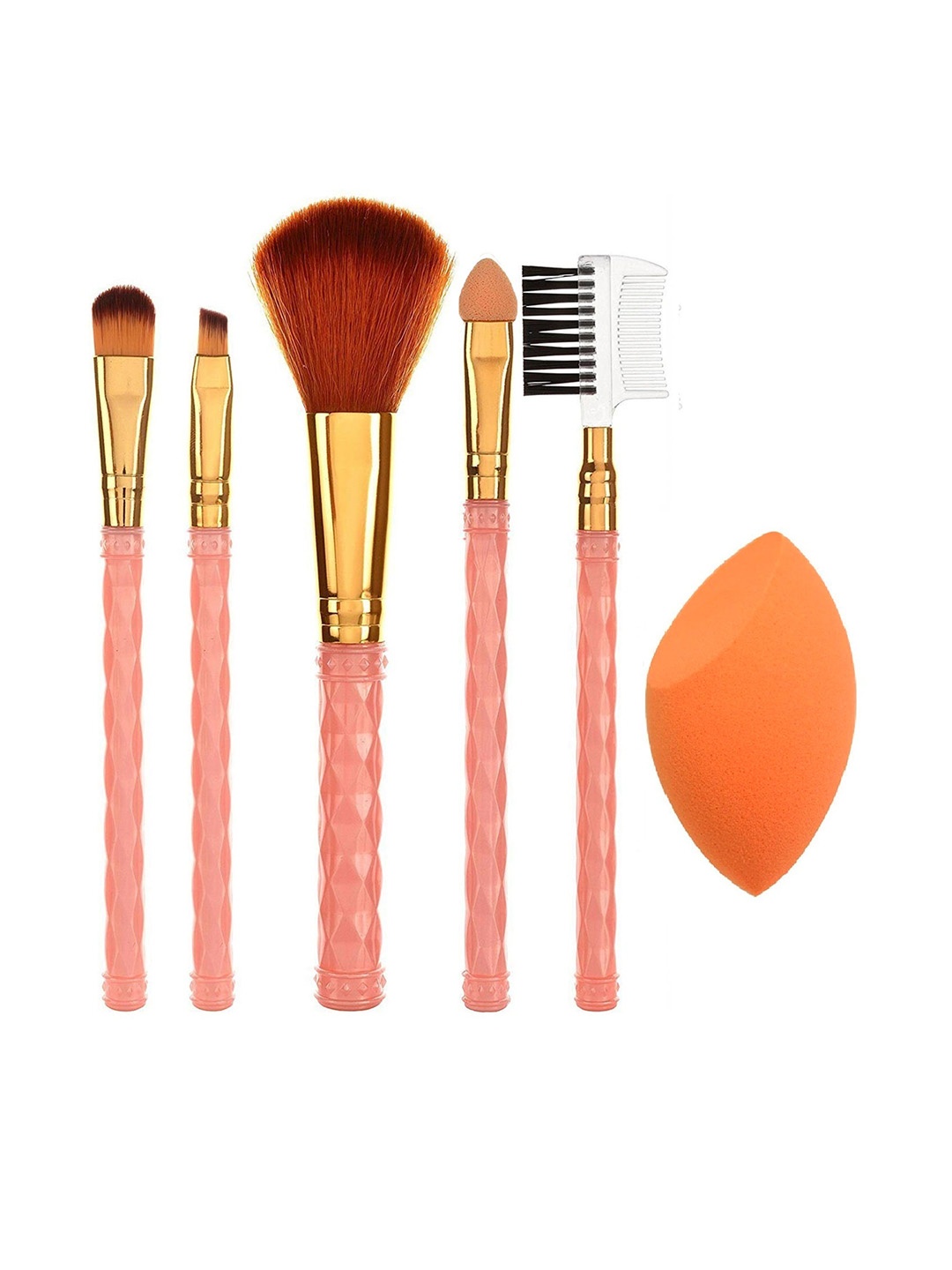 

AY Set Of 5 Professional Makeup Brushes And Sponge, Multi