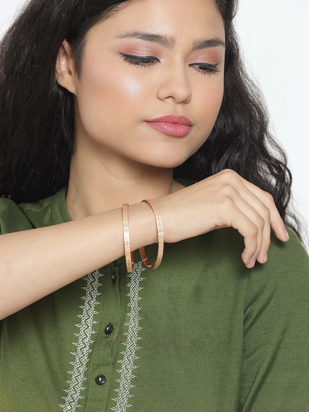 

Anouk Set Of 2 Rose Gold-Plated Bangles