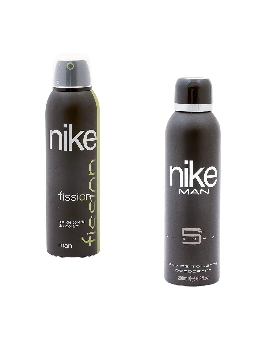 

Nike Men Set Of 2 Eau De Toilette Deodorants 200ml Each - Fission+5th Element, Grey