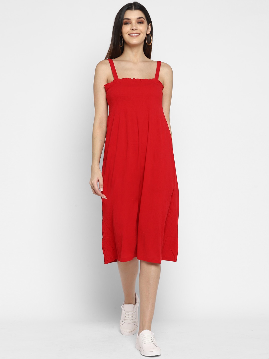 

Aditi Wasan Shoulder Straps Empire Midi Dress, Red