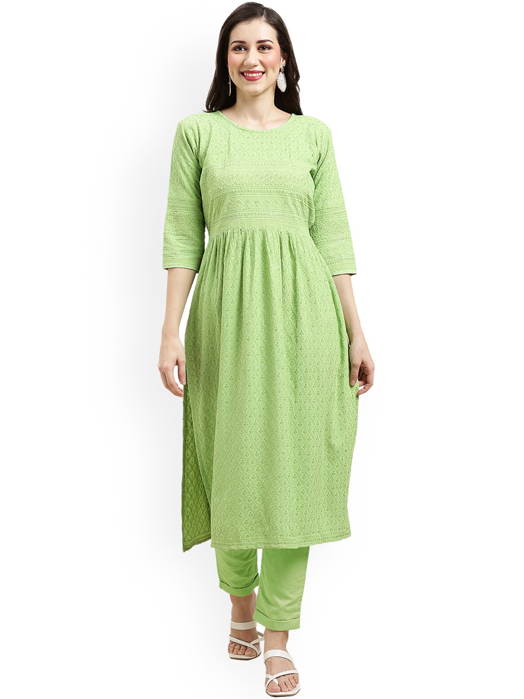 

Nimayaa Ethnic Motifs Embroidered Sequinned Kurta, Green