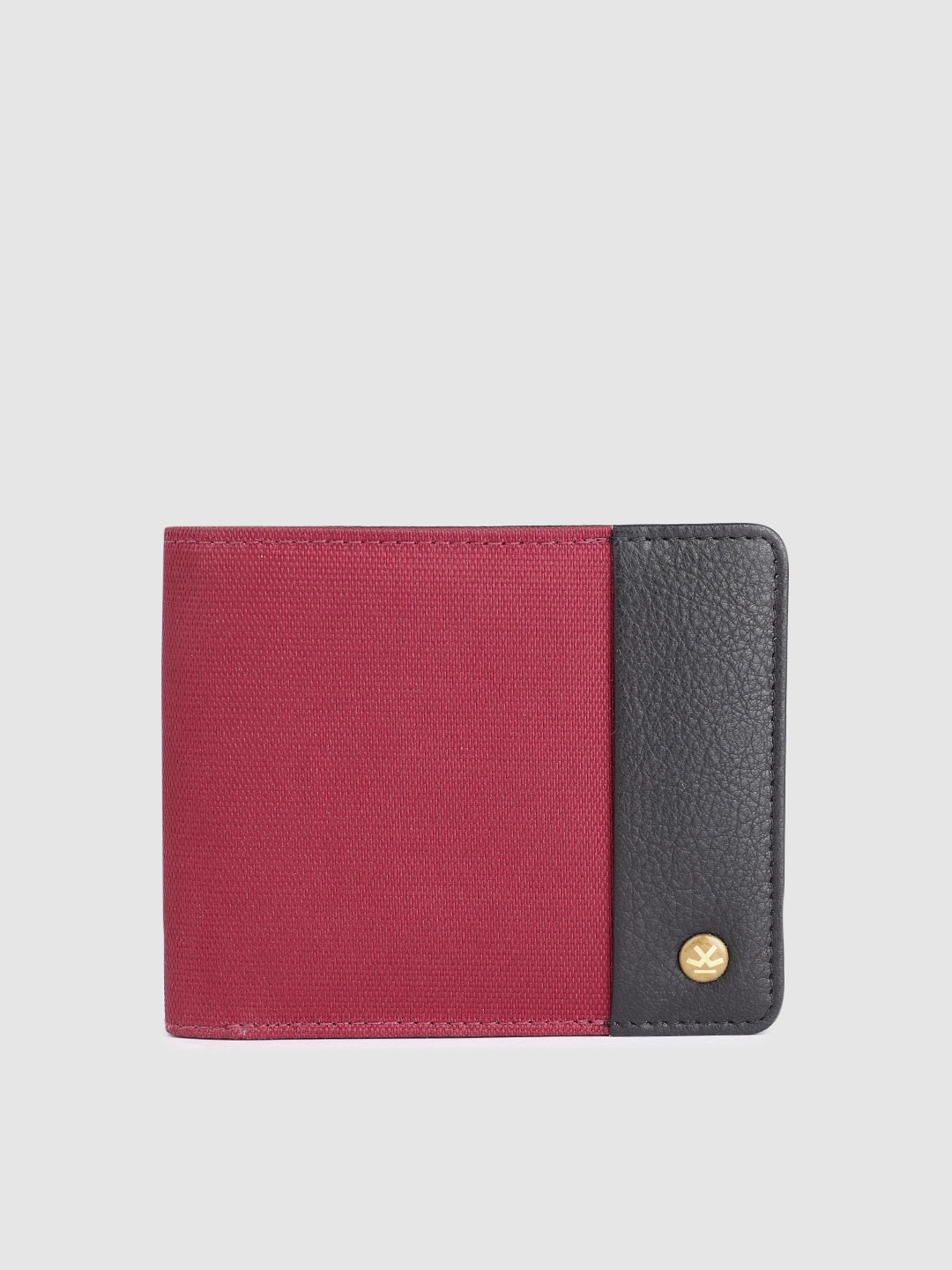 

WROGN Men Colourblocked & Textured Leather Two Fold Wallet, Maroon