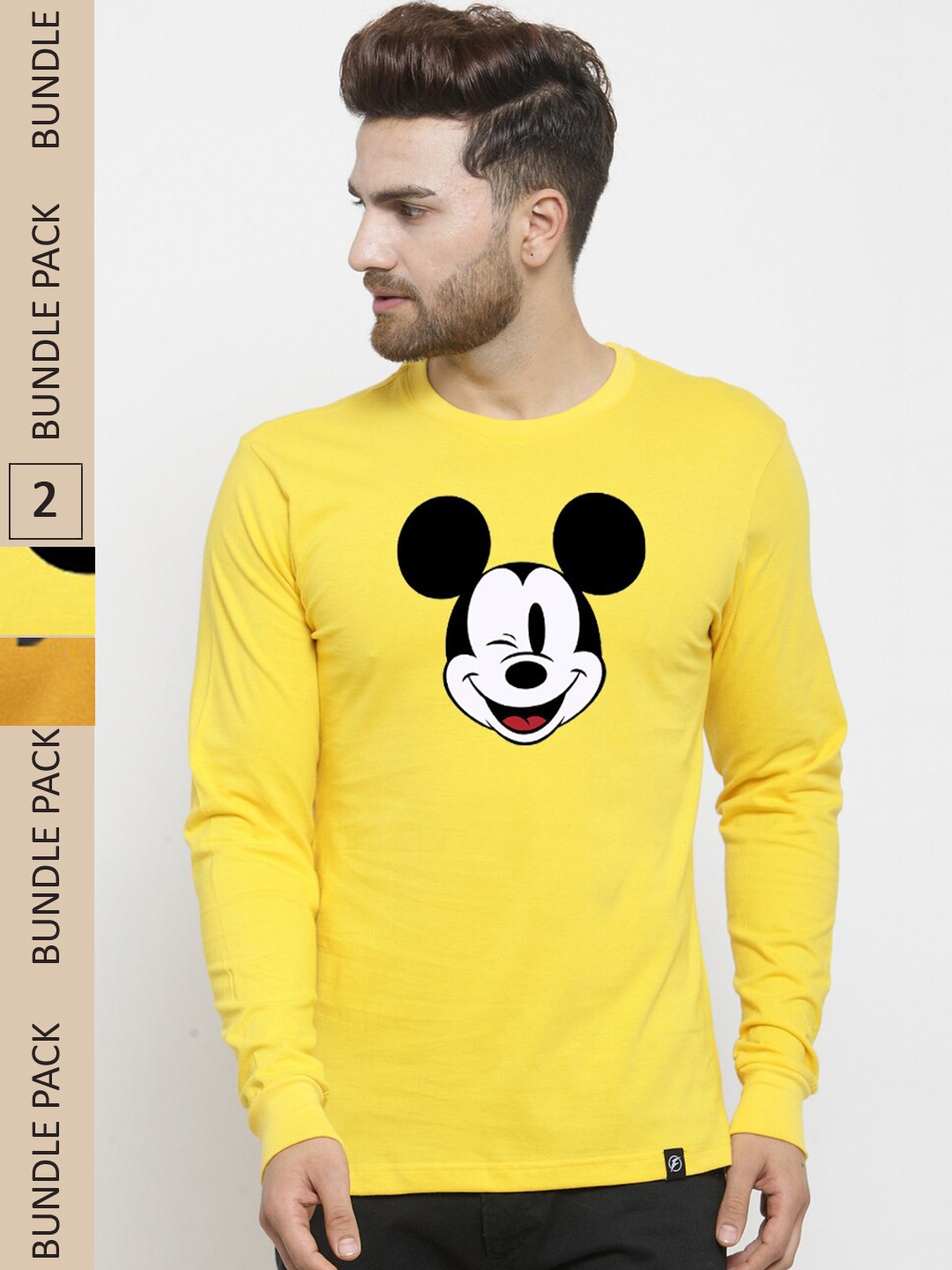 

Friskers Pack Of 2 Printed Slim Fit Cotton T-shirt, Yellow