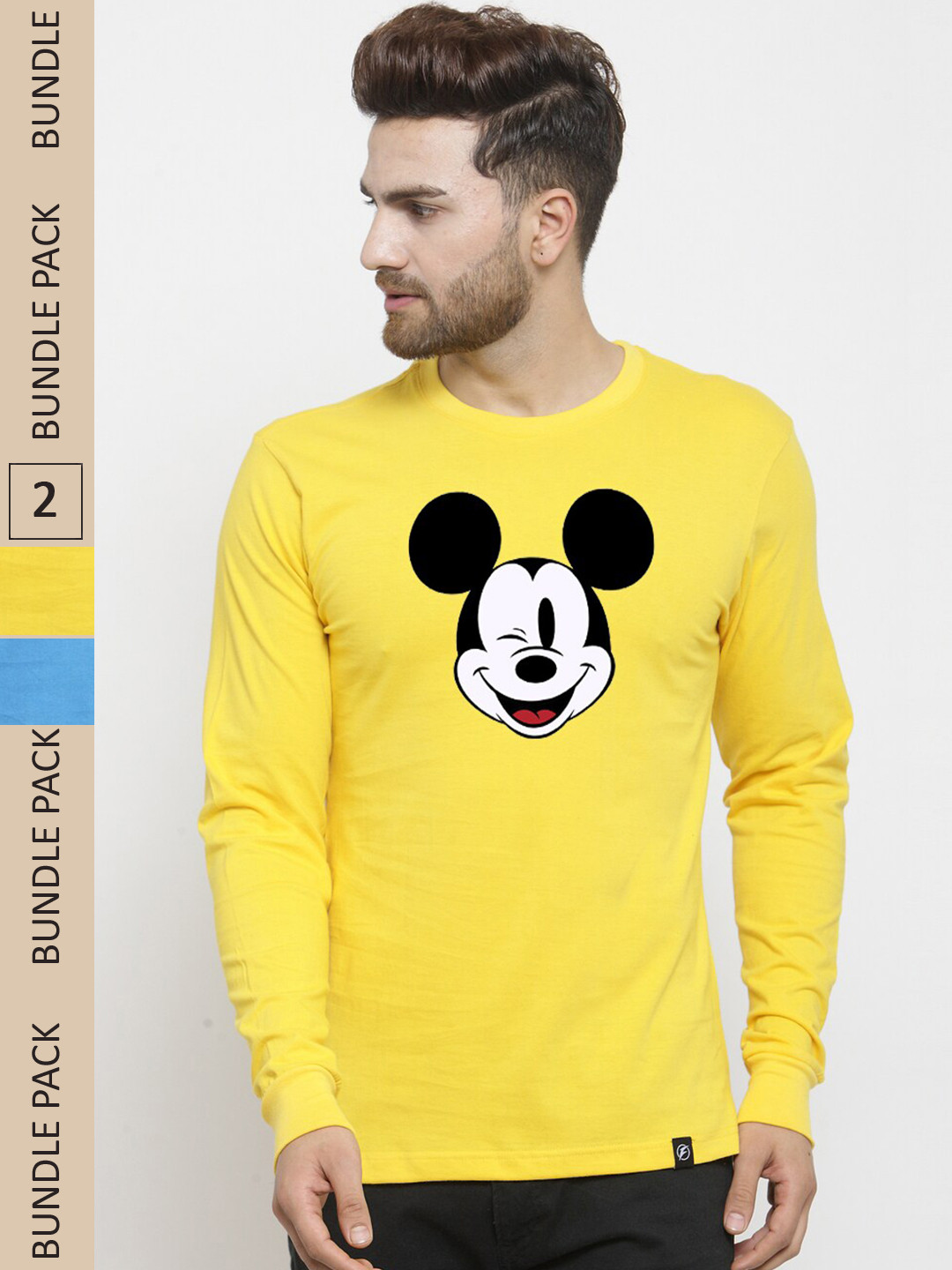 

Friskers Pack Of 2 Printed Slim Fit Cotton T-shirt, Yellow