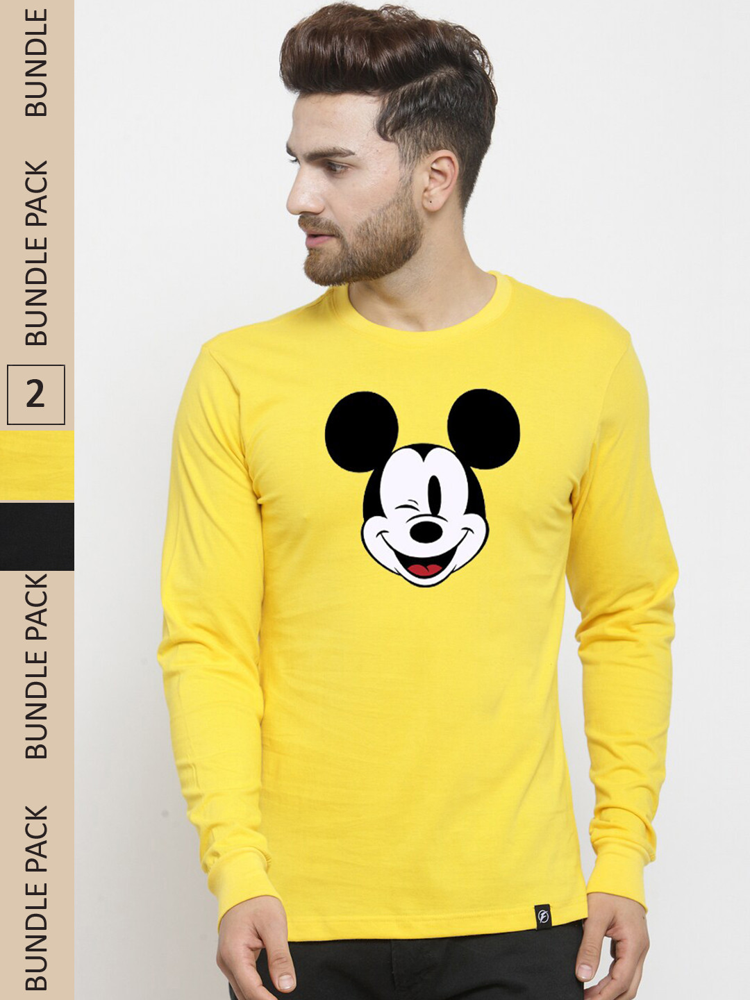 

Friskers Pack Of 2 Printed Slim Fit Cotton T-shirt, Yellow