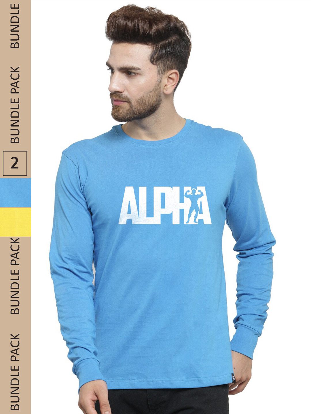 

Friskers Pack Of 2 Printed Slim Fit Cotton T-shirt, Blue