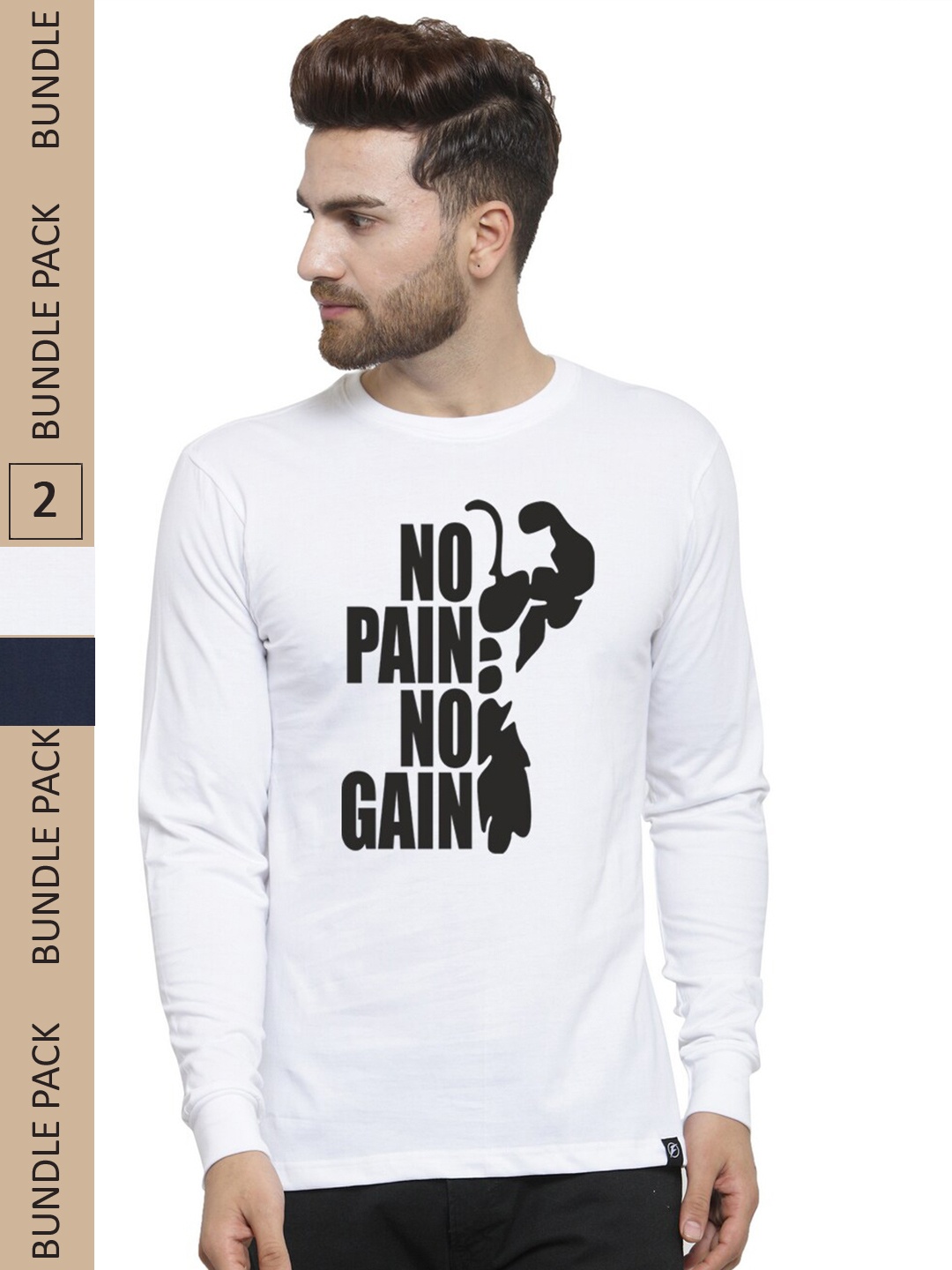Friskers Pack of 2 Typography Pure Cotton Slim Fit T-shirt, White