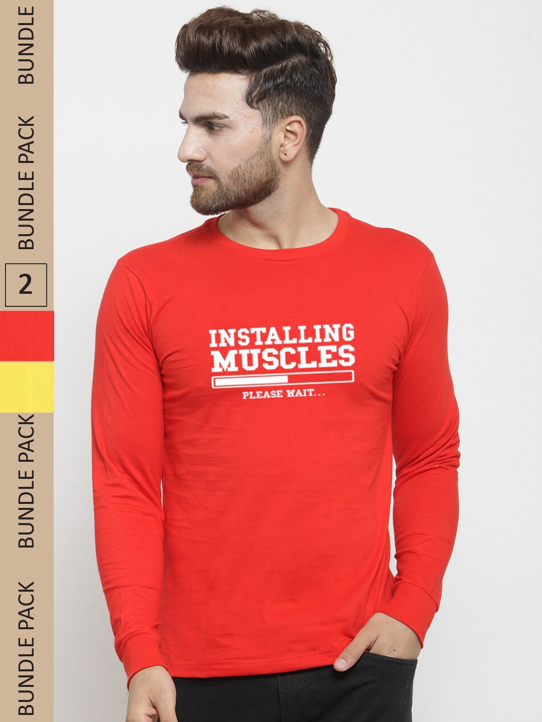 

Friskers Pack Of 2 Printed Slim Fit Cotton T-shirt, Red