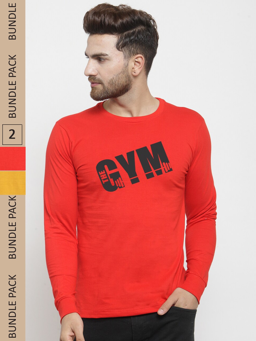 Friskers Pack Of 2 Printed Slim Fit Cotton T-shirt, Red