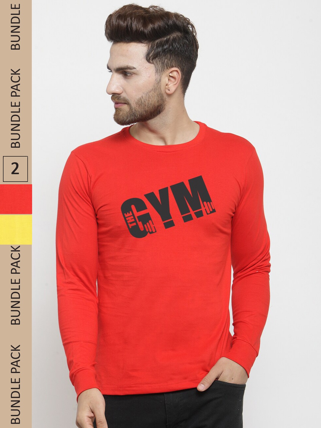

Friskers Pack Of 2 Printed Slim Fit Cotton T-shirt, Red