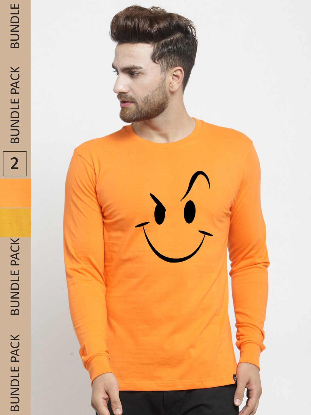 

Friskers Pack Of 2 Printed Slim Fit Cotton T-shirt, Orange