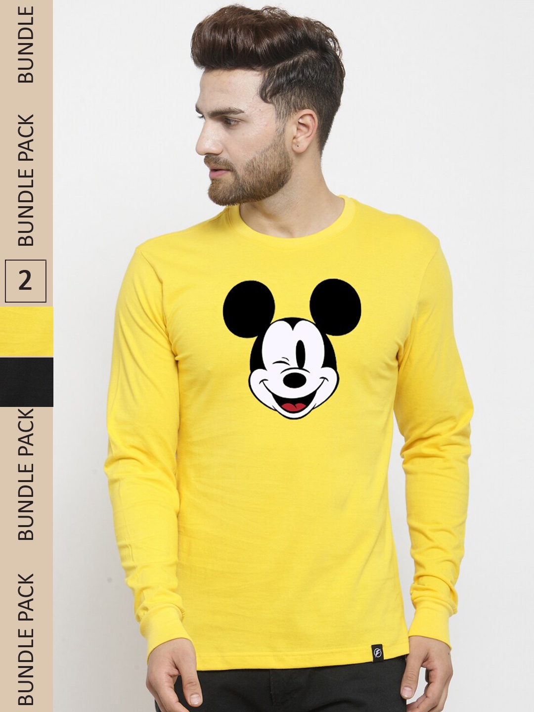 

Friskers Pack Of 2 Printed Pure Cotton Slim Fit T-shirt, Yellow