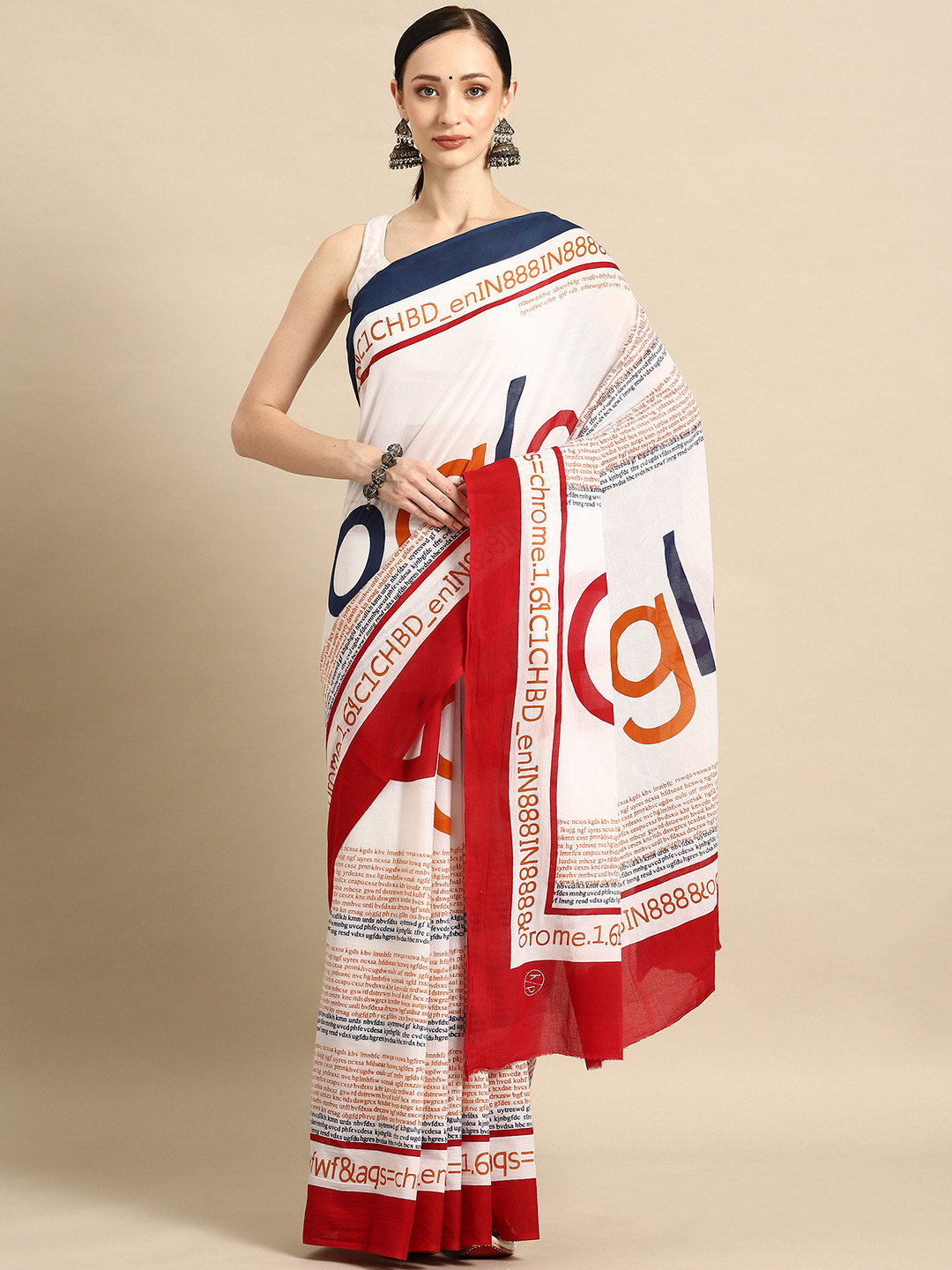 

BUTA BUTI Printed Pure Cotton Saree, White