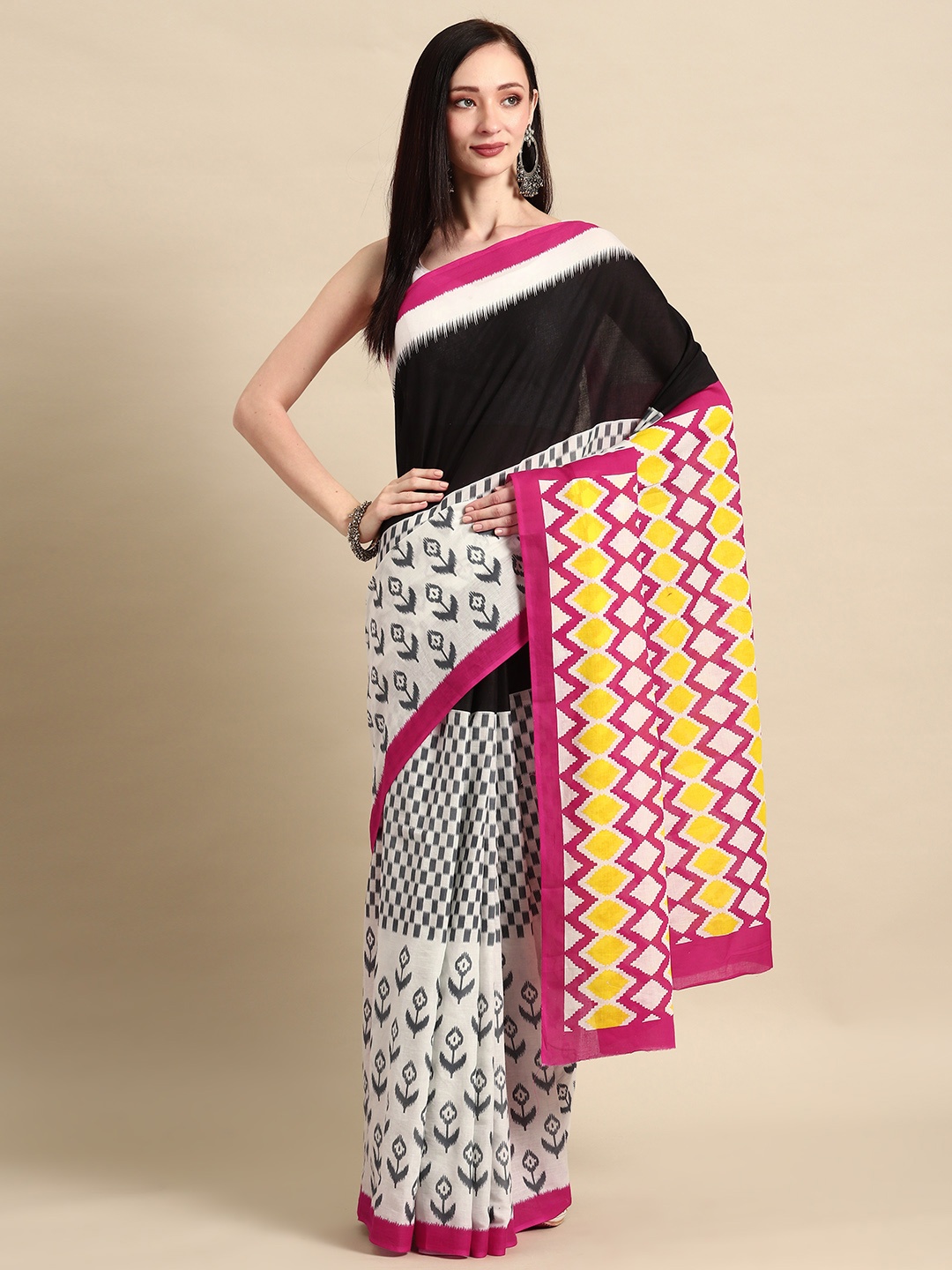 

BUTA BUTI Ethnic Motifs Pure Cotton Saree, Red