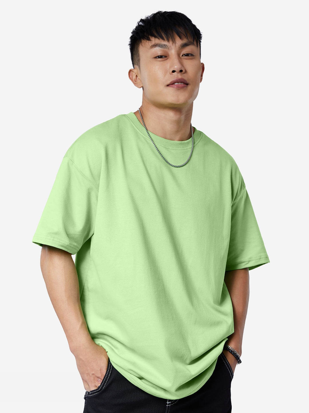 

The Souled Store Green Oversized Pure Cotton T-shirt