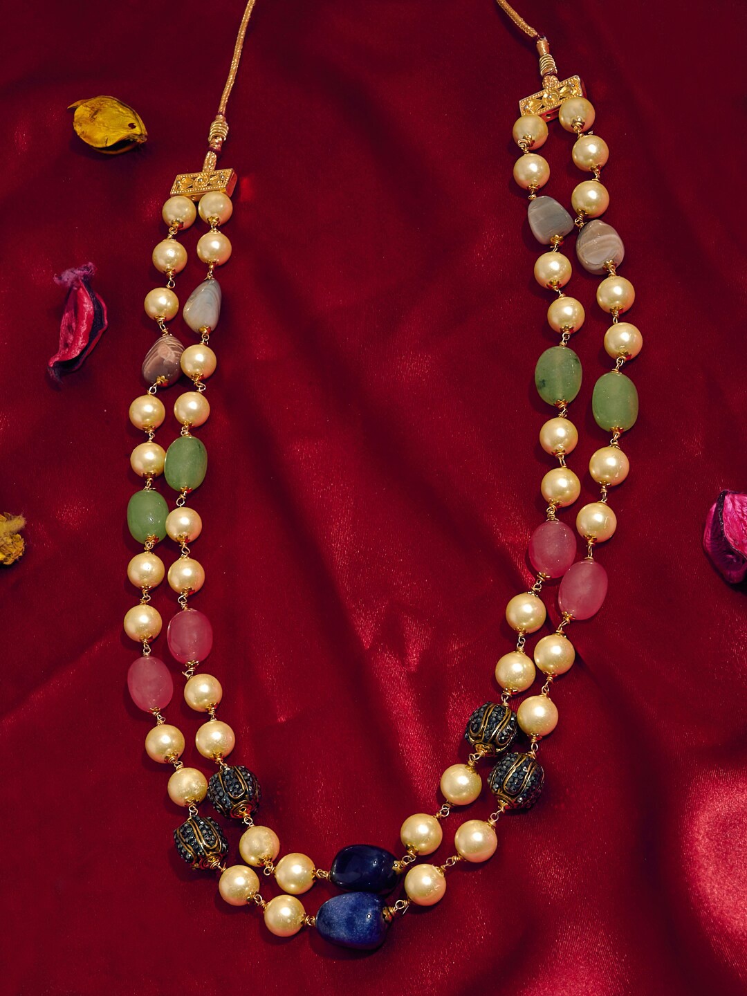 

Ishhaara Gold-Toned & Green Brass Brass-Plated Layered Necklace