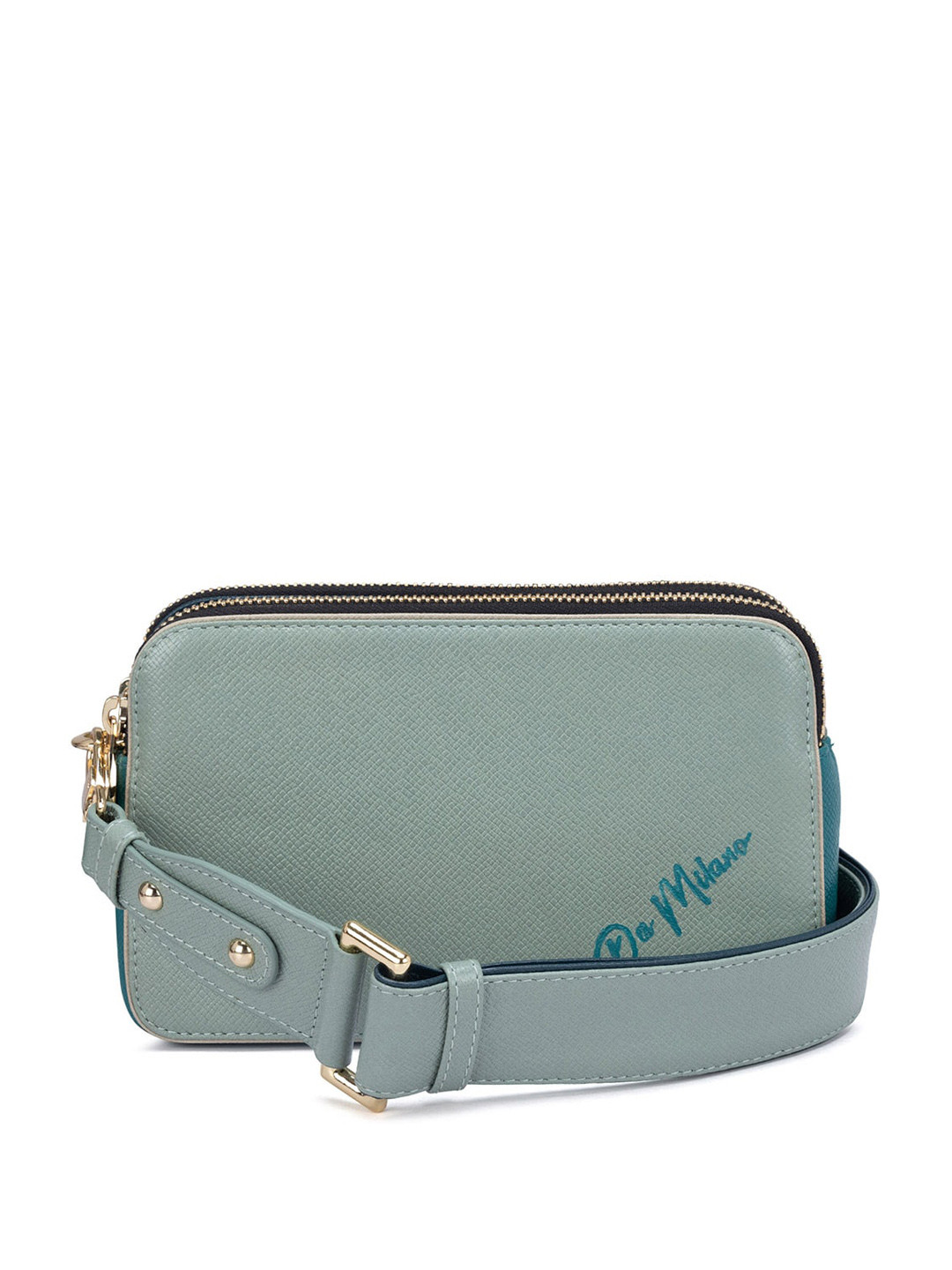 

Da Milano Textured Leather Structured Sling Bag, Green