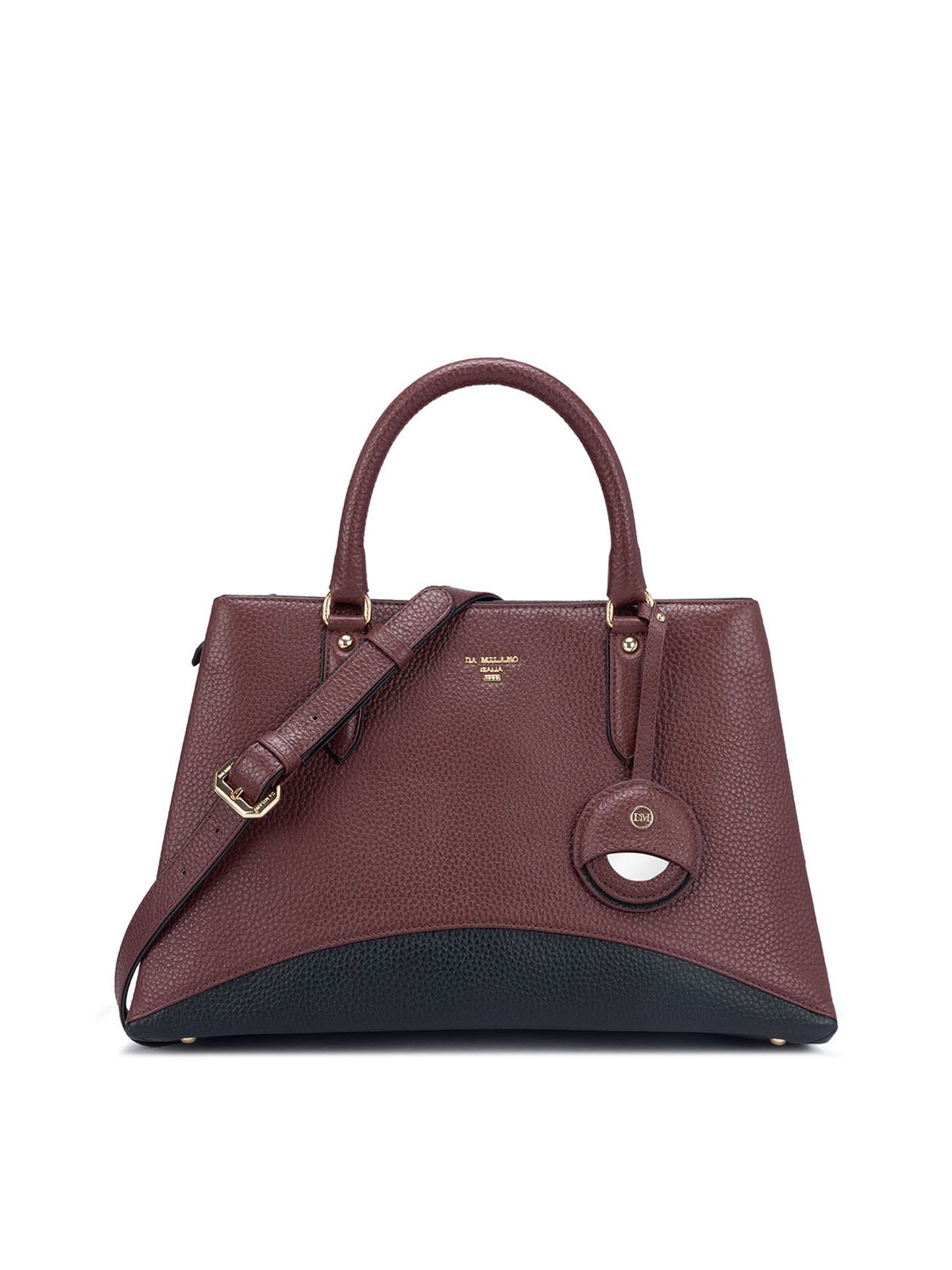 

Da Milano Colourblocked Leather Structured Handheld Bag, Maroon