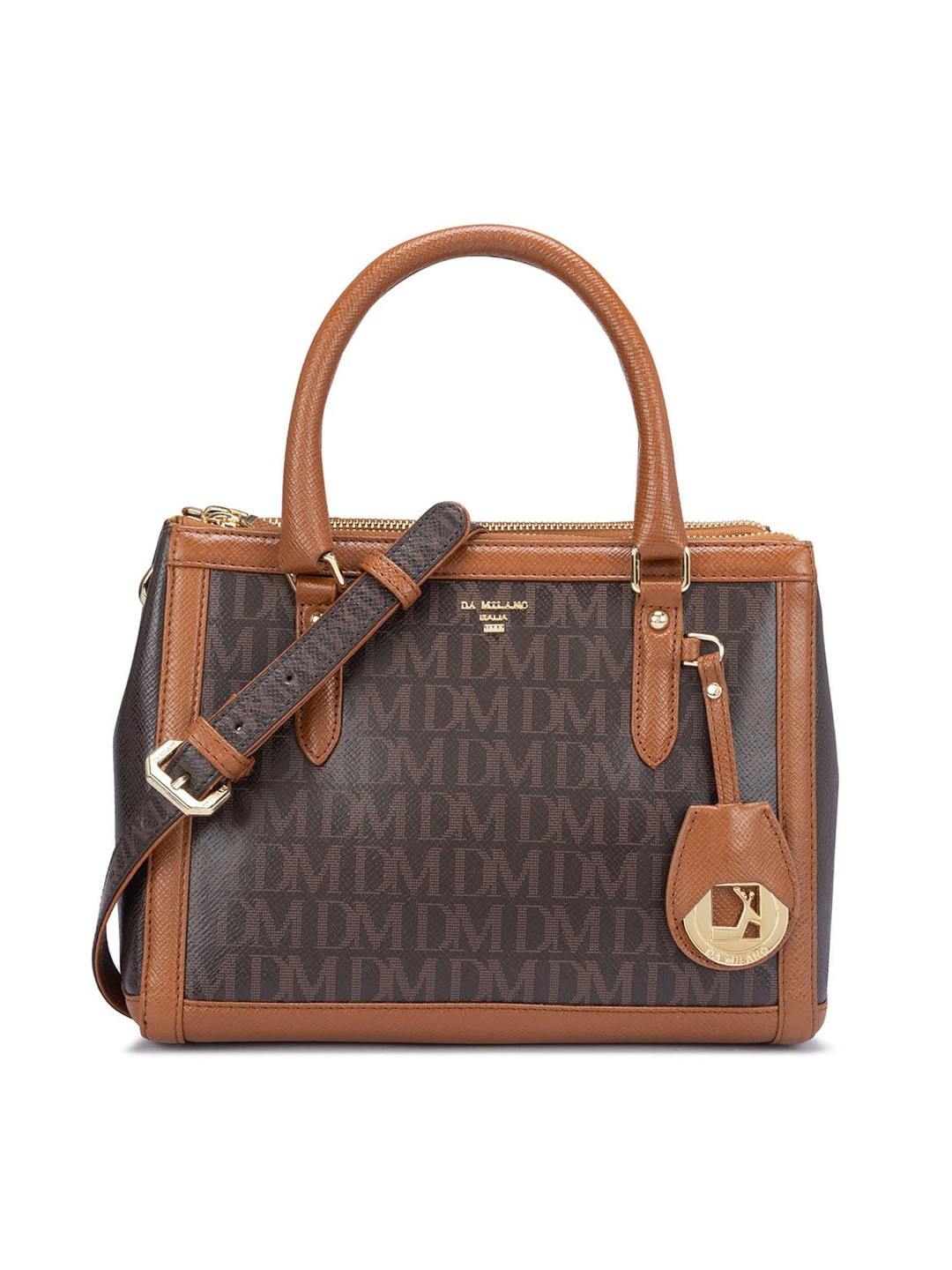 

Da Milano Textured Leather Structured Handheld Bag, Brown