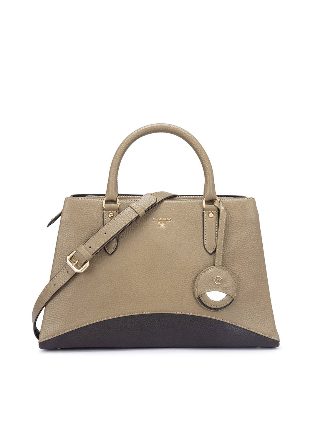 

Da Milano Colourblocked Leather Structured Handheld Bag, Beige