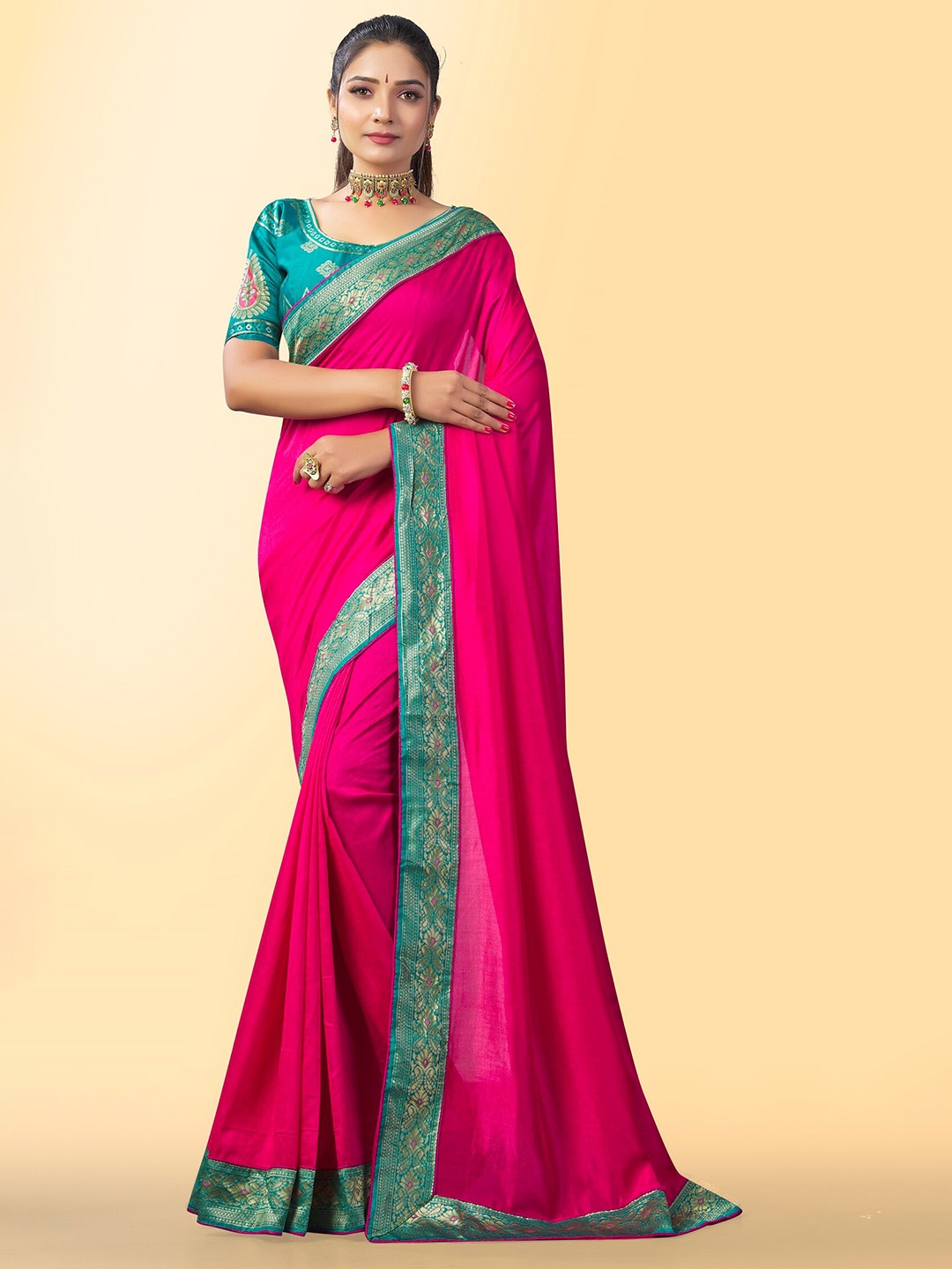 

Fashion Booms Zari Banarasi Saree, Pink