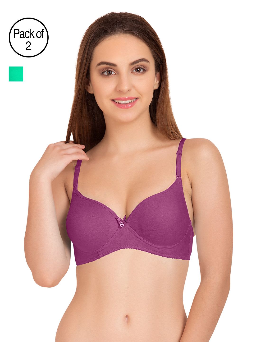 

Tweens Pack of 2 Full-Coverage T-shirt Bras TW91520, Sea green