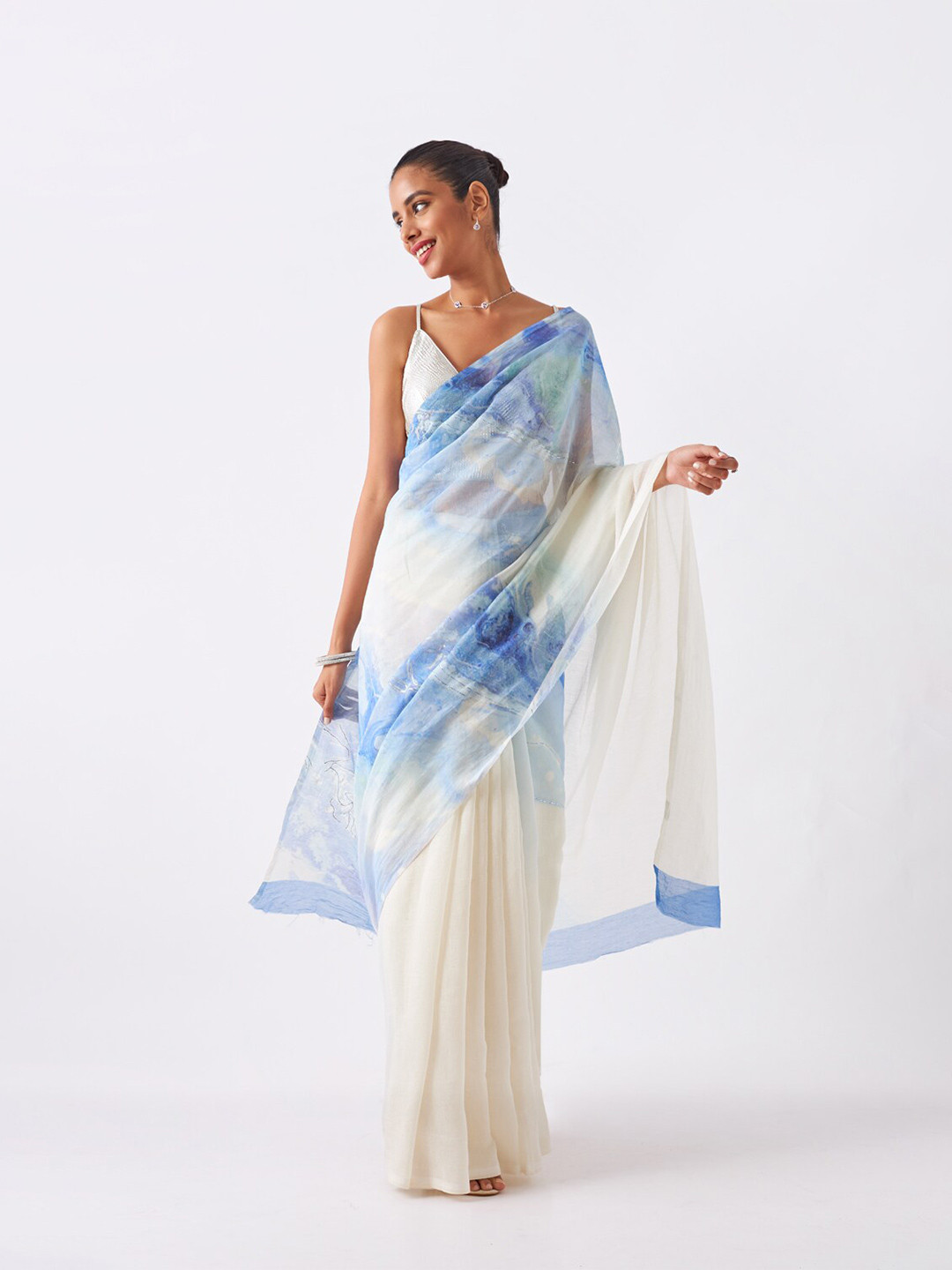 

Taneira Floral Printed Silk Cotton Saree, Purple