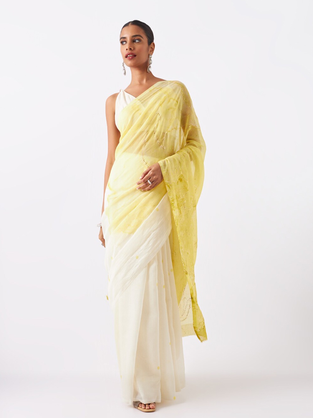 

Taneira Silk Cotton Half & Half Saree, Yellow