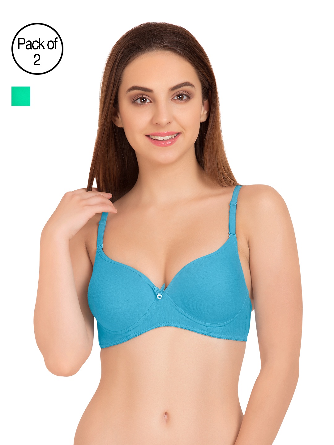 

Tweens Pack of 2 Full-Coverage T-shirt Bras TW91520, Sea green