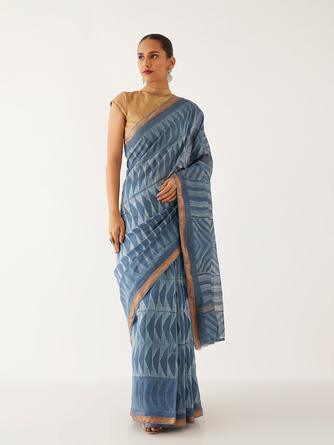 

Taneira Zari Silk Cotton Saree, Grey