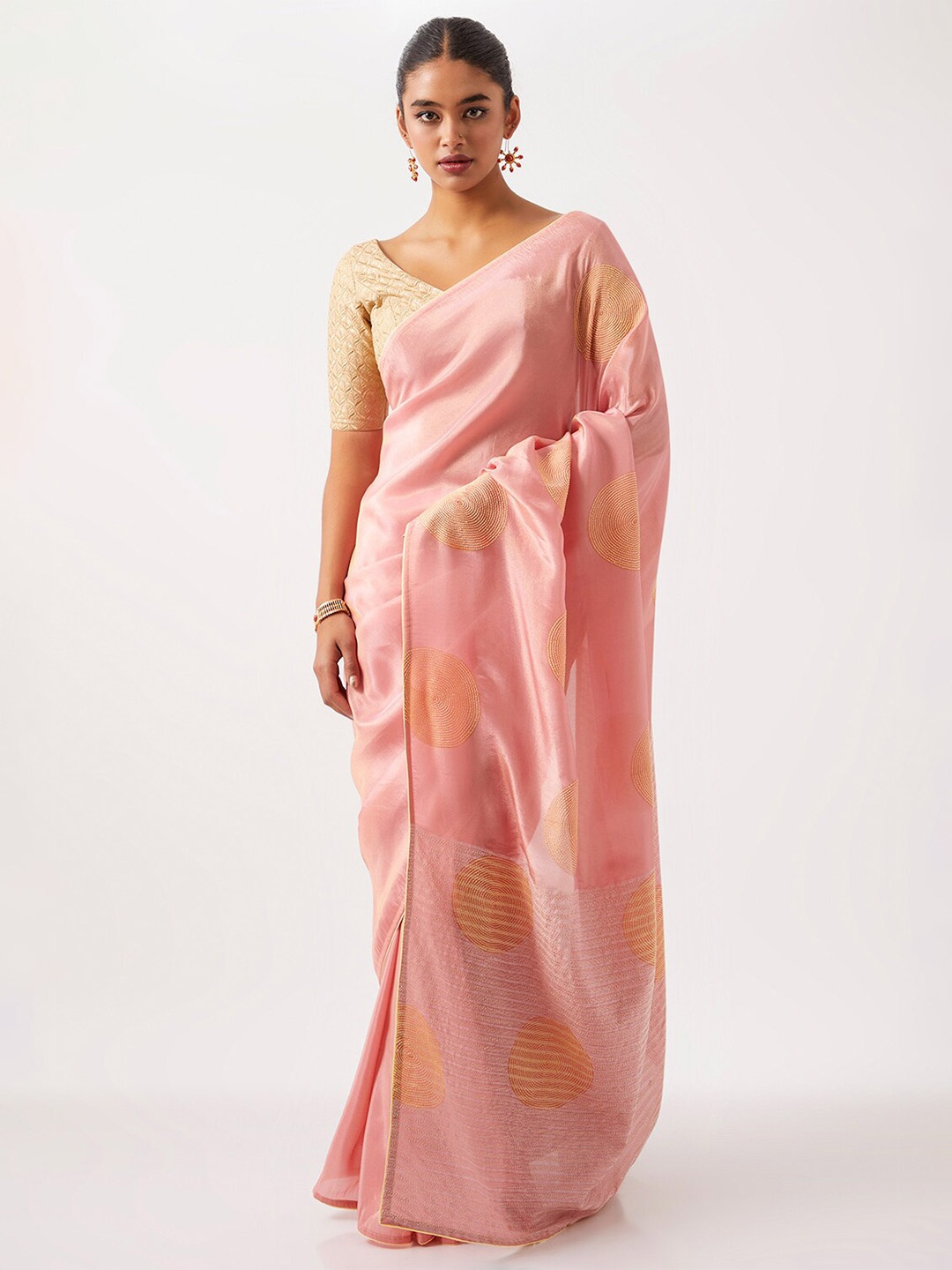 

Taneira Embroidered Tissue Organza Saree, Pink