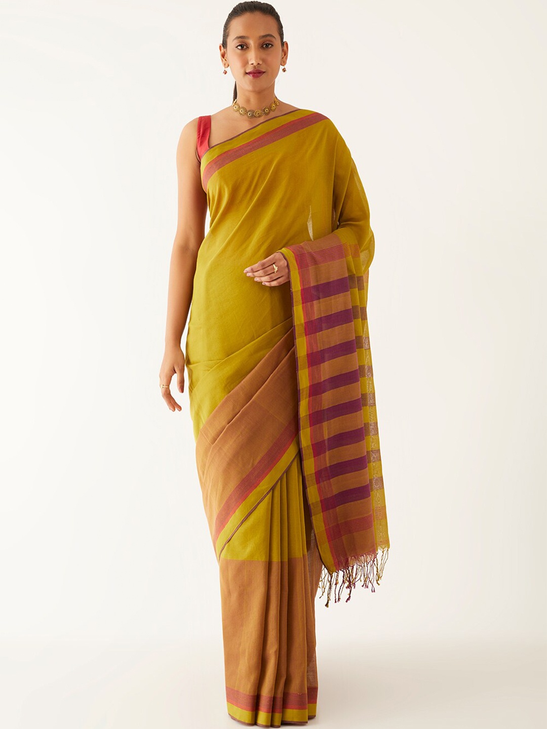 

Taneira Pure Cotton Saree, Green