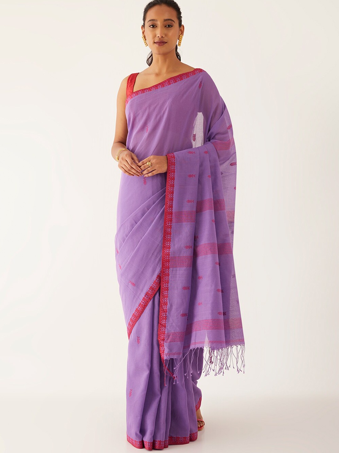 

Taneira Ethnic Motifs Woven Design Pure Cotton Saree, Purple