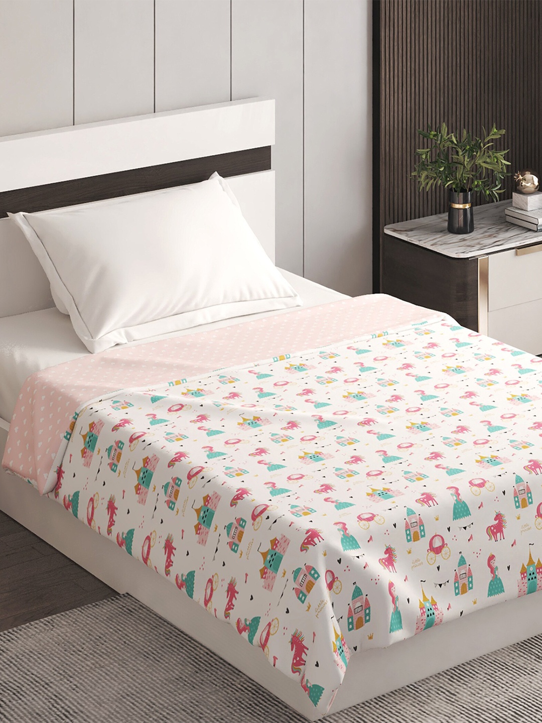 

Home Centre White & Pink Mild Winter Cotton 150 GSM Single Bed Dohar