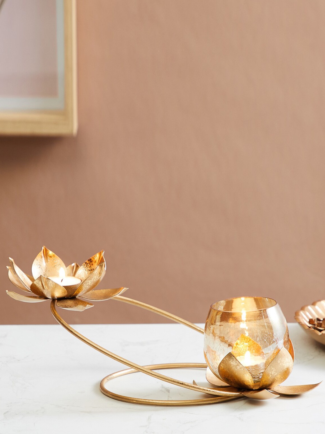 

Home Centre Beige 2 Pieces Embellished Flower T-Light Holders