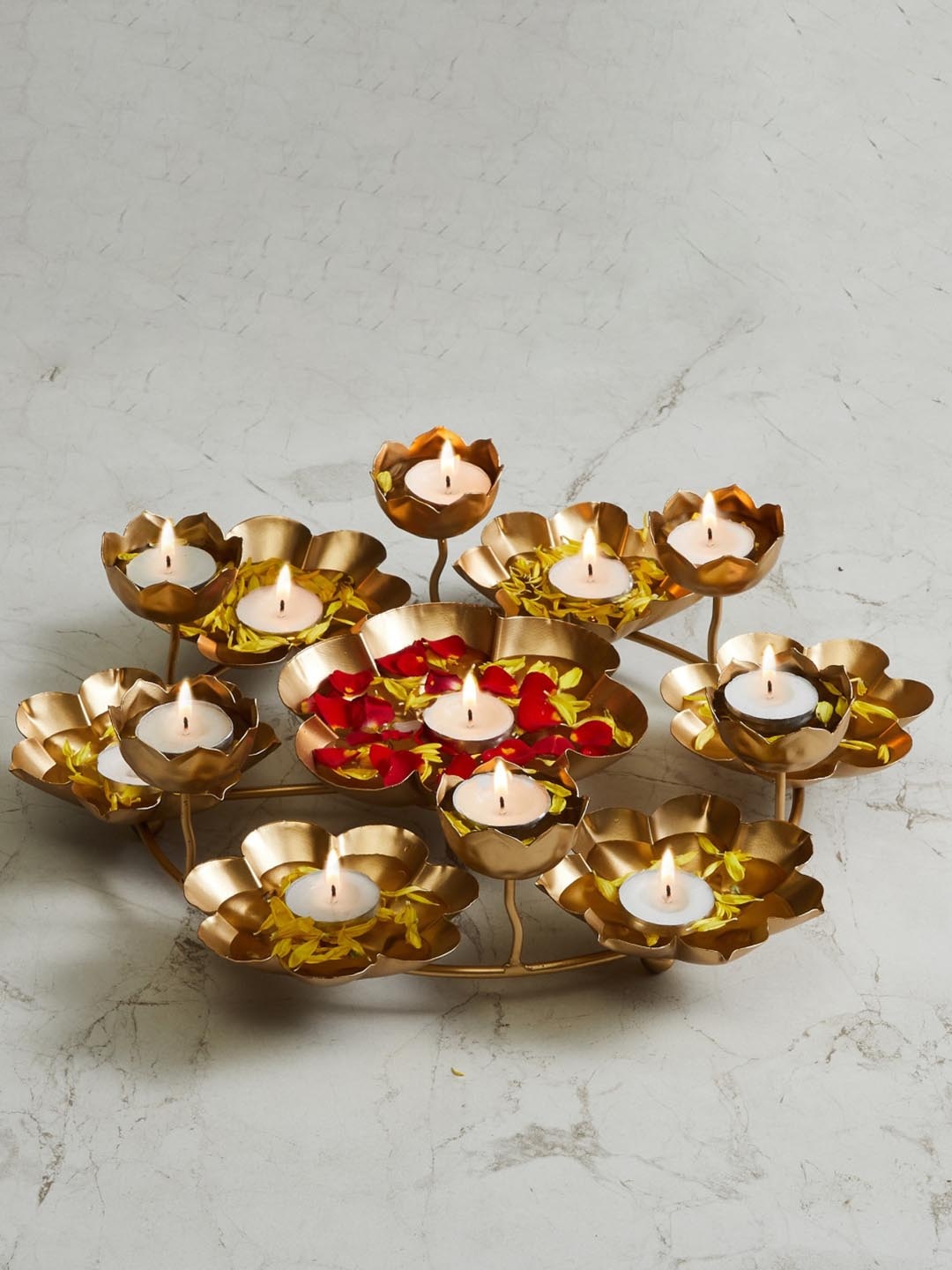 

Home Centre 13-Pcs Beige T-Light Candle Holders with Stand