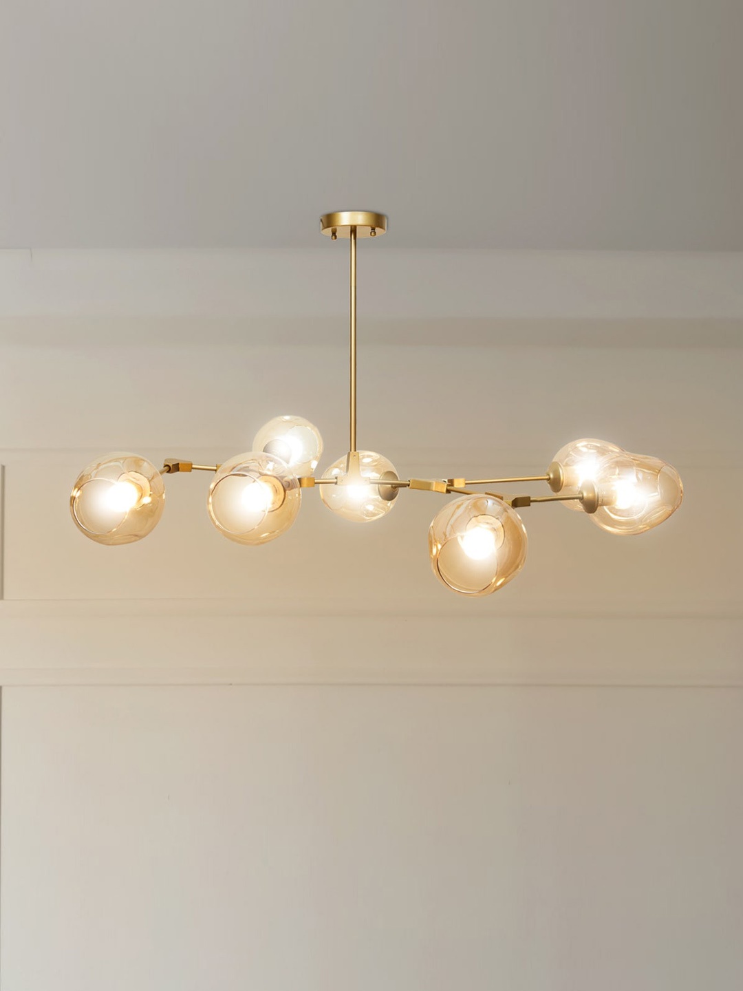 

Home Centre Melody Lustre Gold-Toned Durable Glass & Metal Ceiling Lamp