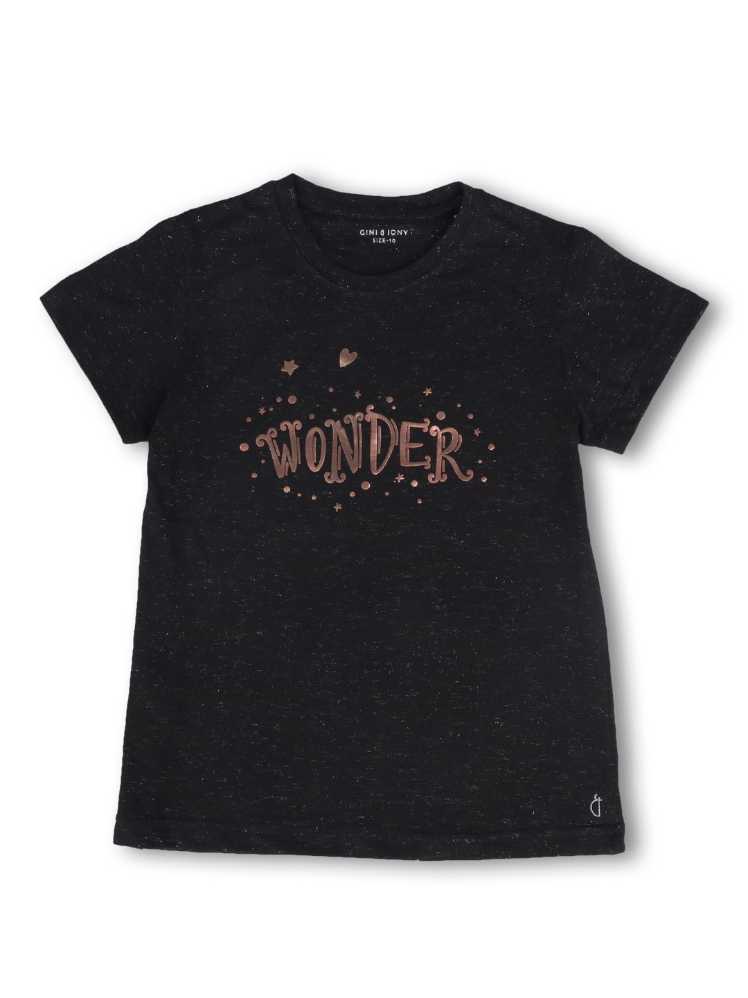 

Gini and Jony Girls Typography Printed Round Neck Cotton T-shirt, Black