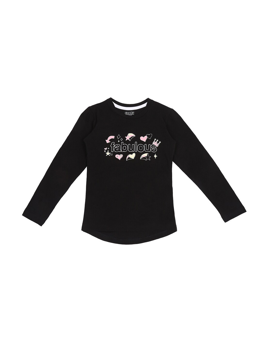 

Gini and Jony Infants Girls Typography Printed Cotton T-shirts, Black