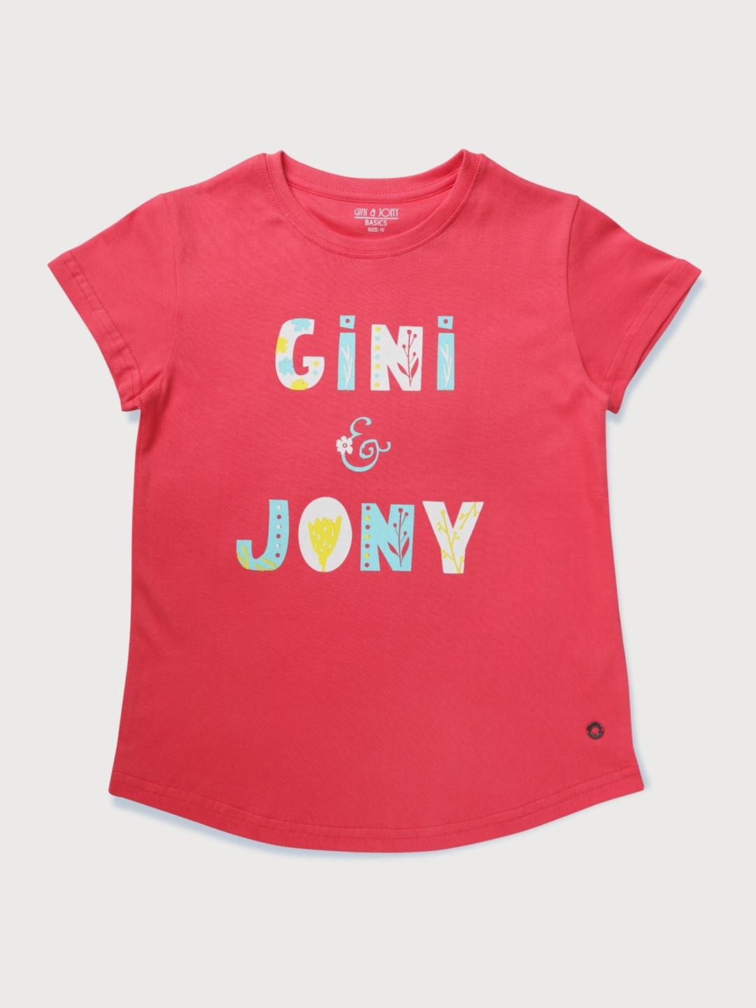 

Gini and Jony Girls Typography Printed Cotton T-shirt, Pink