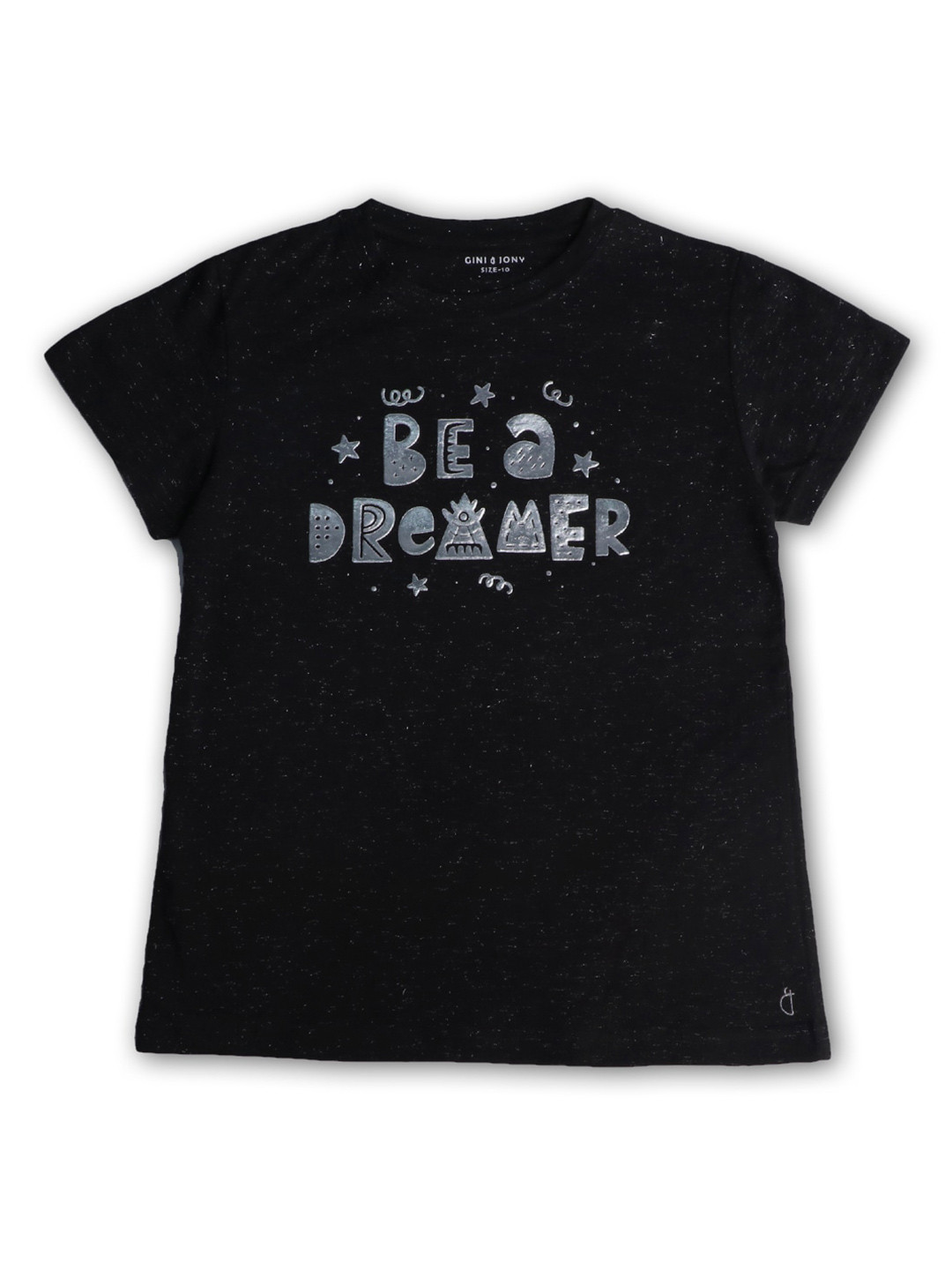 

Gini and Jony Girls Typography Printed Cotton T-Shirt, Black