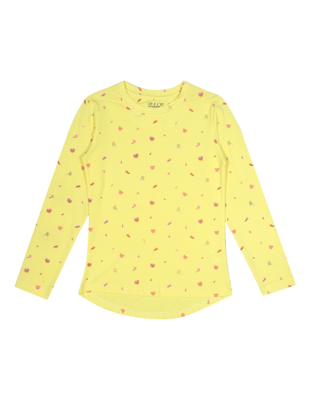 

Gini and Jony Girls Floral Printed Long Sleeves Cotton T-shirt, Yellow